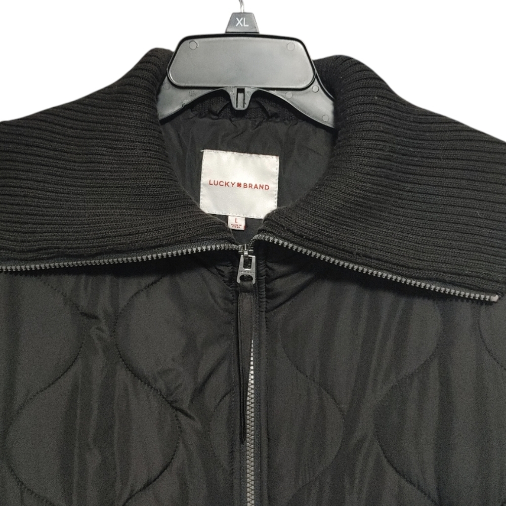 Lucky Brand Black Gorpcore Puffer Jacket Coat Women's Size Large - Picture 3 of 10